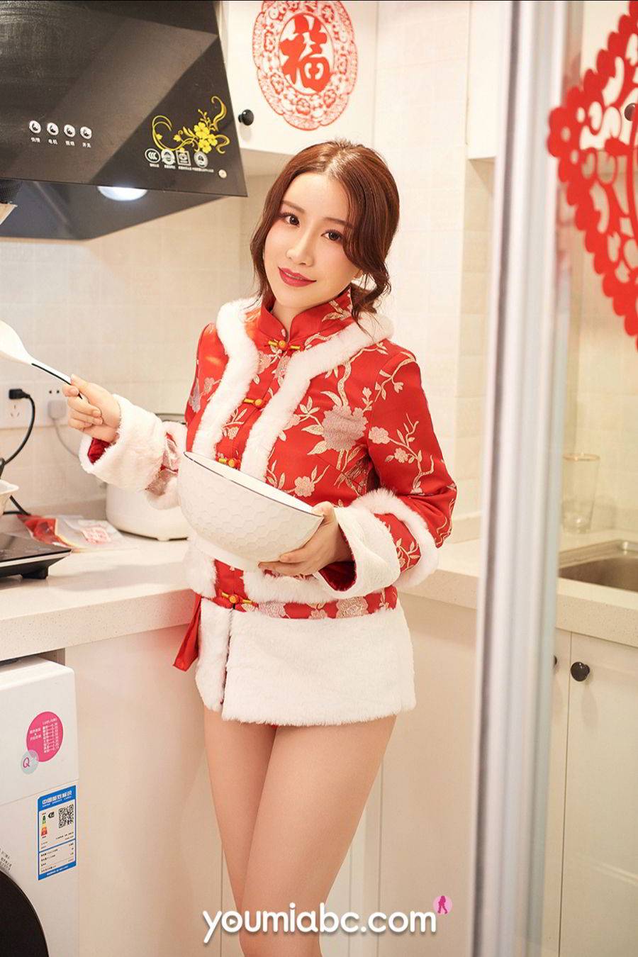 YouMi尤蜜美女模特绯月樱Cherry一身红装元宵时刻大尺度写真-27