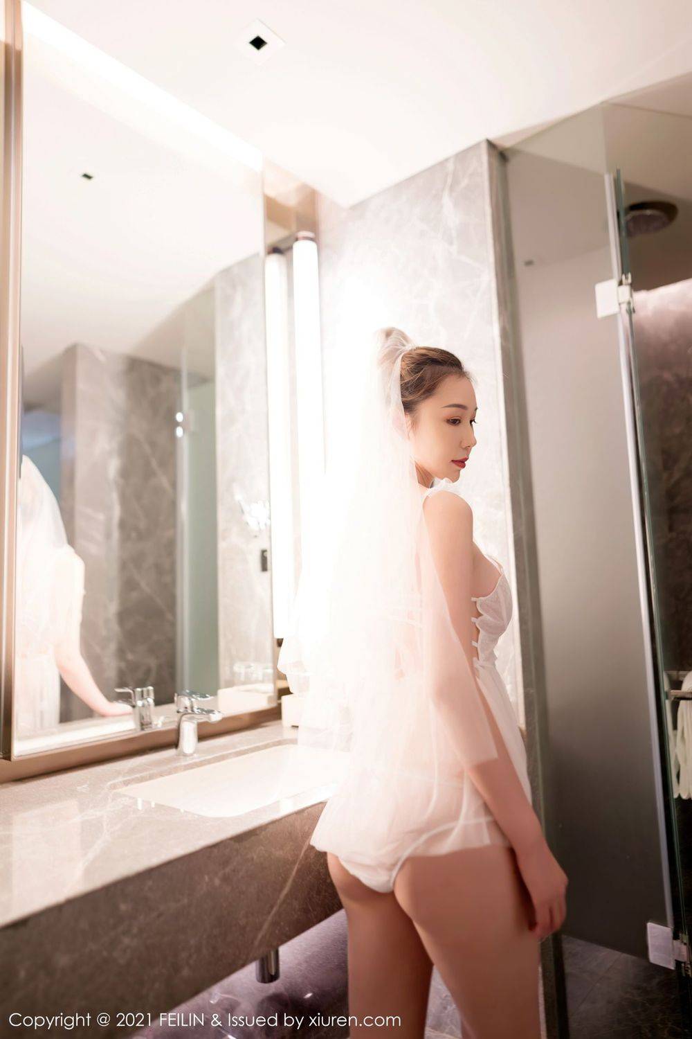 嗲囡囡美女模特芊澄三点式内衣与双马尾唯美婚纱系列写真-36