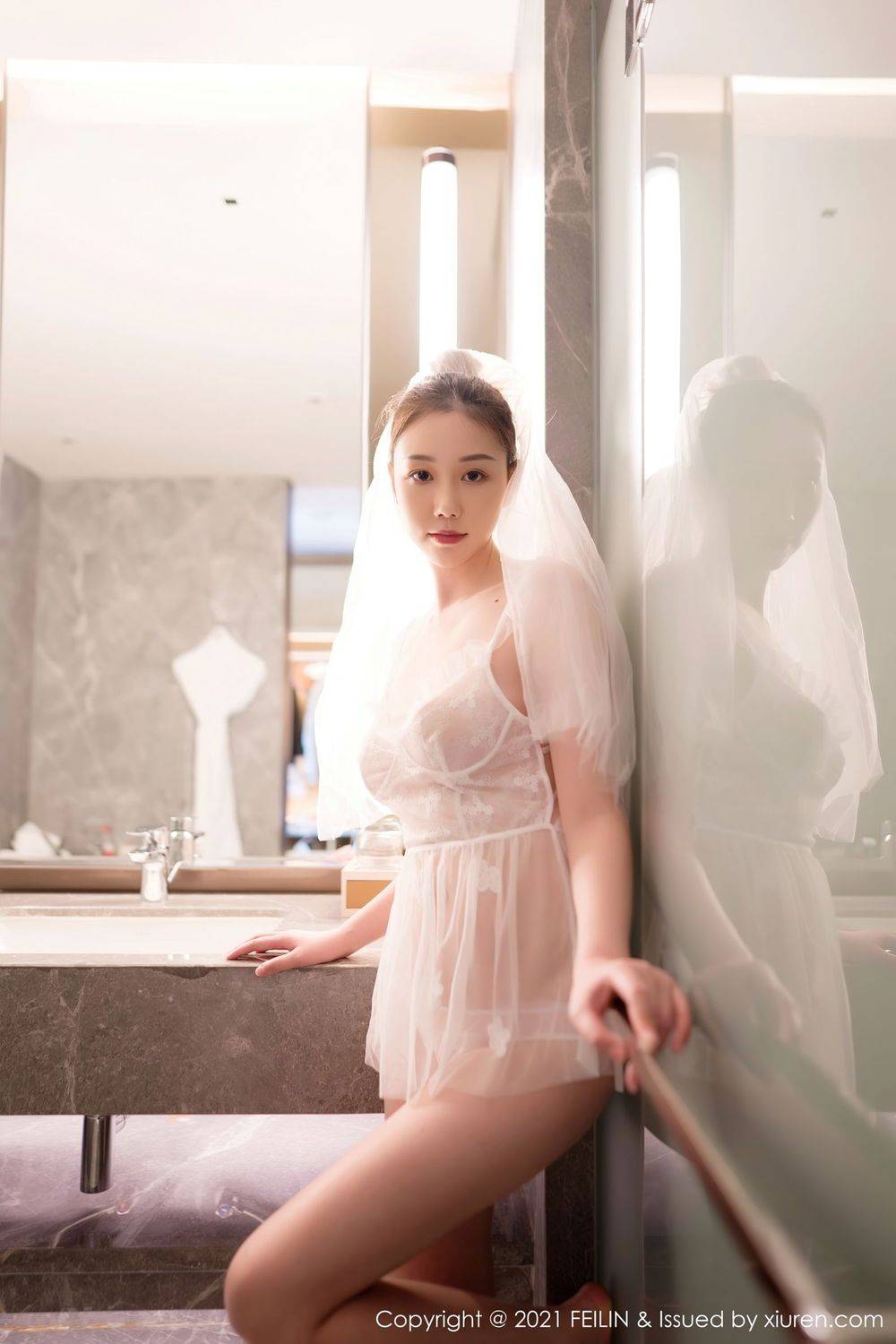 嗲囡囡美女模特芊澄三点式内衣与双马尾唯美婚纱系列写真-37