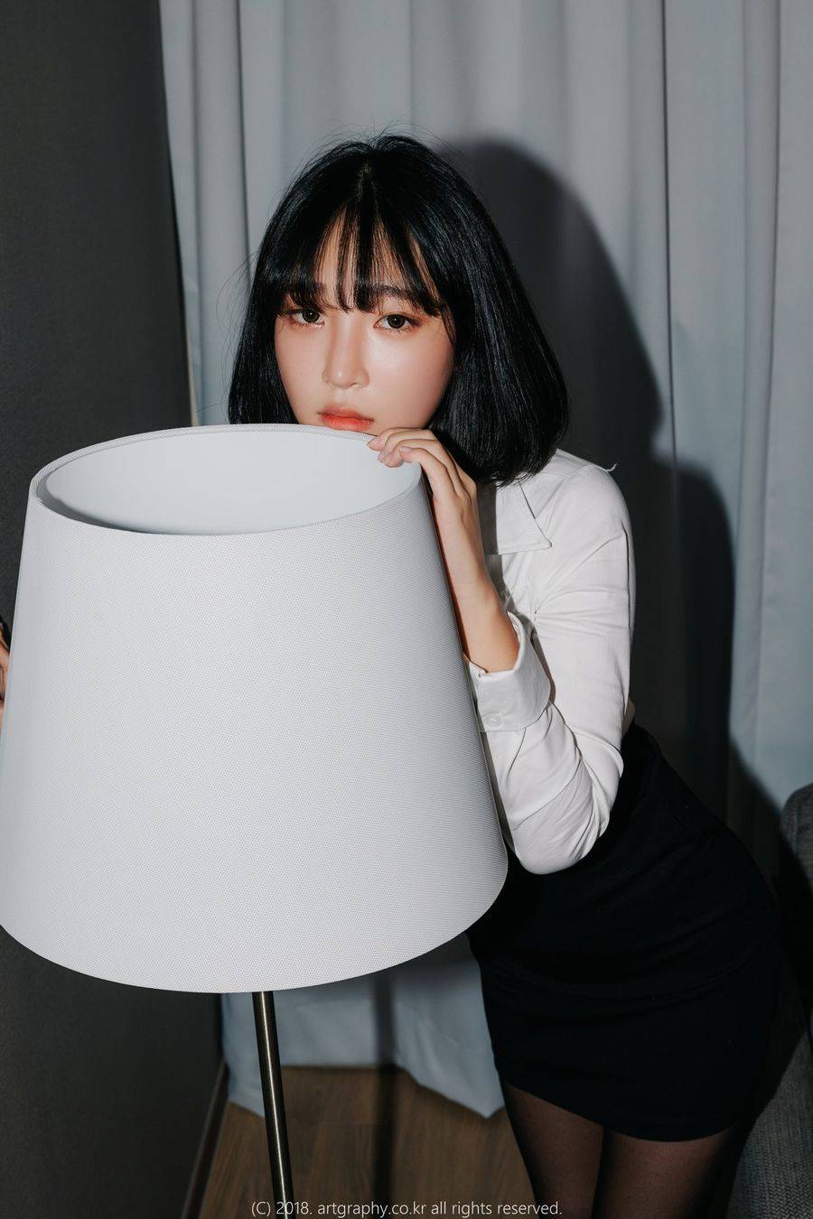 Artgravia美女模特姜仁卿白衬衫黑丝美腿职场OL女仆装性感写真-23