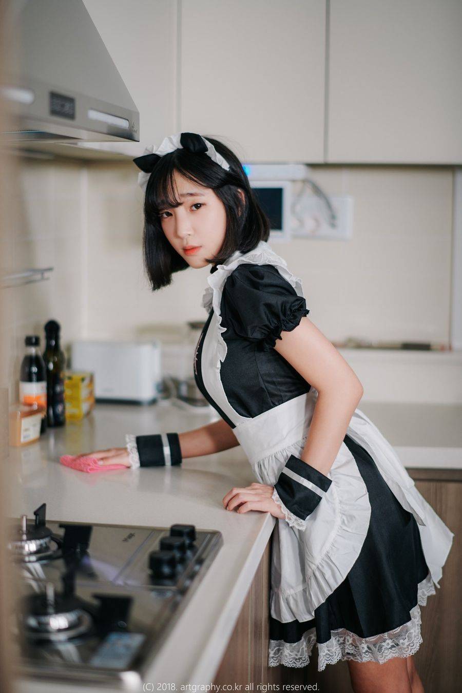 Artgravia美女模特姜仁卿白衬衫黑丝美腿职场OL女仆装性感写真-33