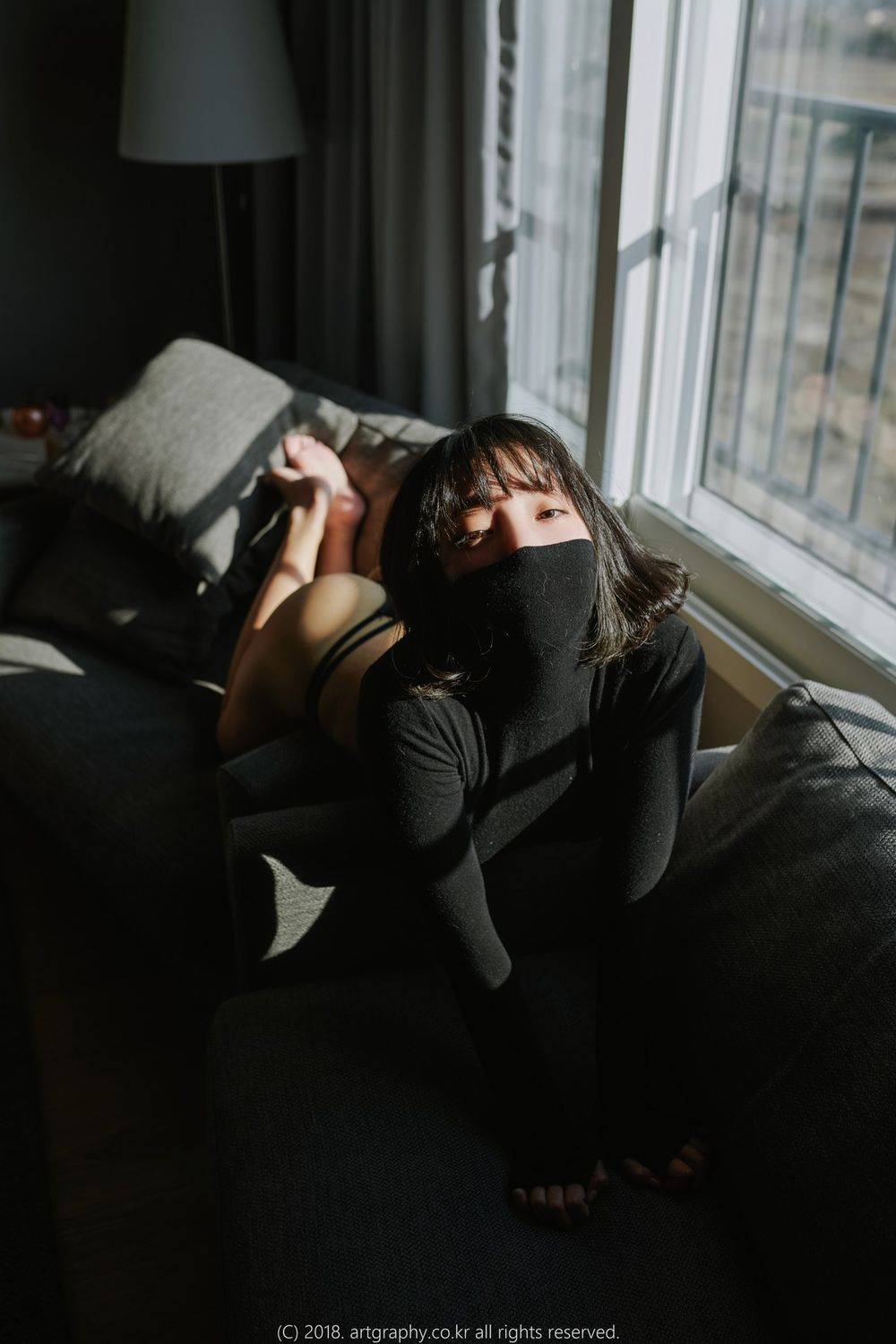 Artgravia美女模特姜仁卿白色死库水+黑色紧身衣完美身材套图-38