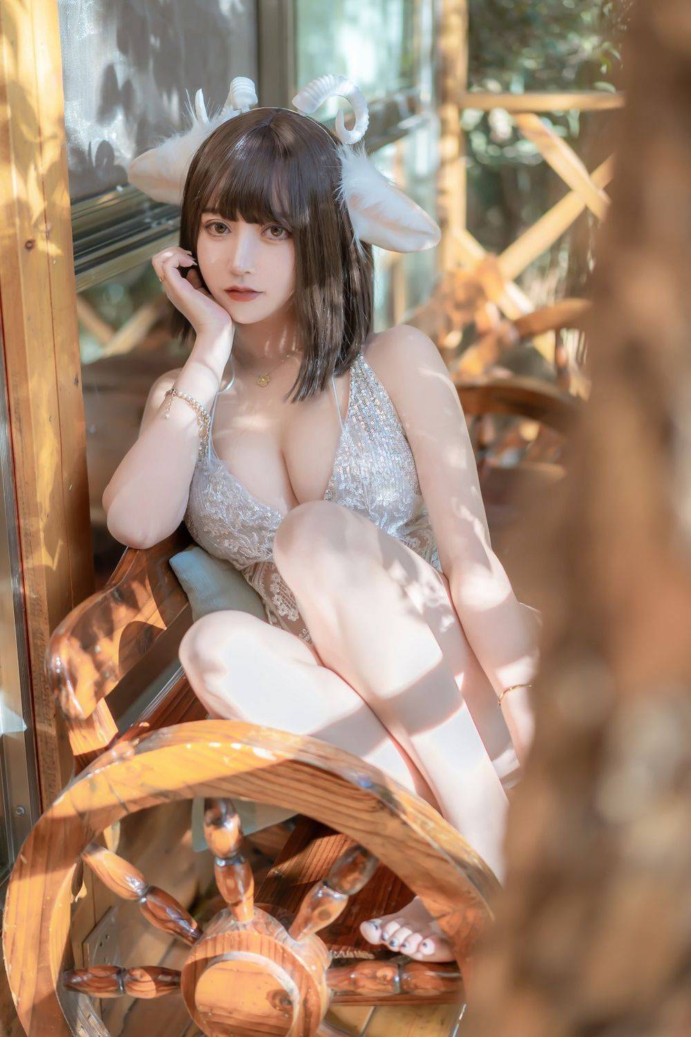 斗鱼美女主播过期米线线喵性感服饰小羊装扮居家私房美图-14