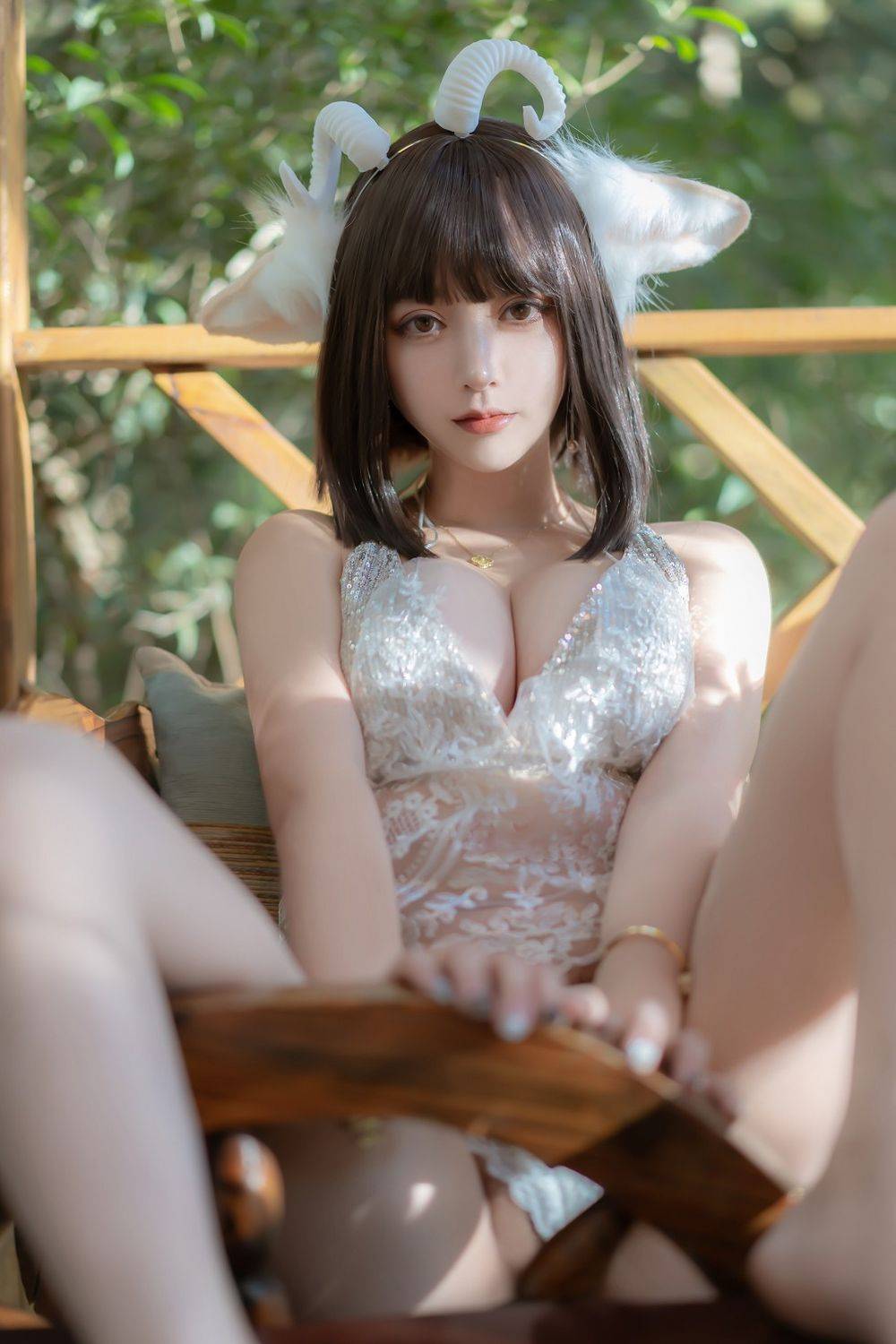 斗鱼美女主播过期米线线喵性感服饰小羊装扮居家私房美图-33