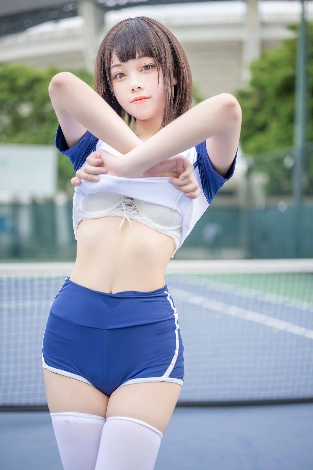 萌系小姐姐蜜汁猫裘清凉体操服运动场挥汗如雨系列写真-30
