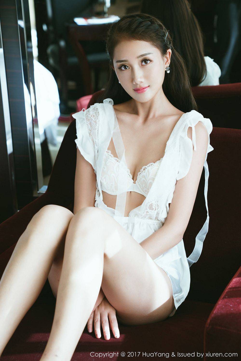 HuaYang花漾新人模特晴儿Anne白色薄纱多套服饰首套写真