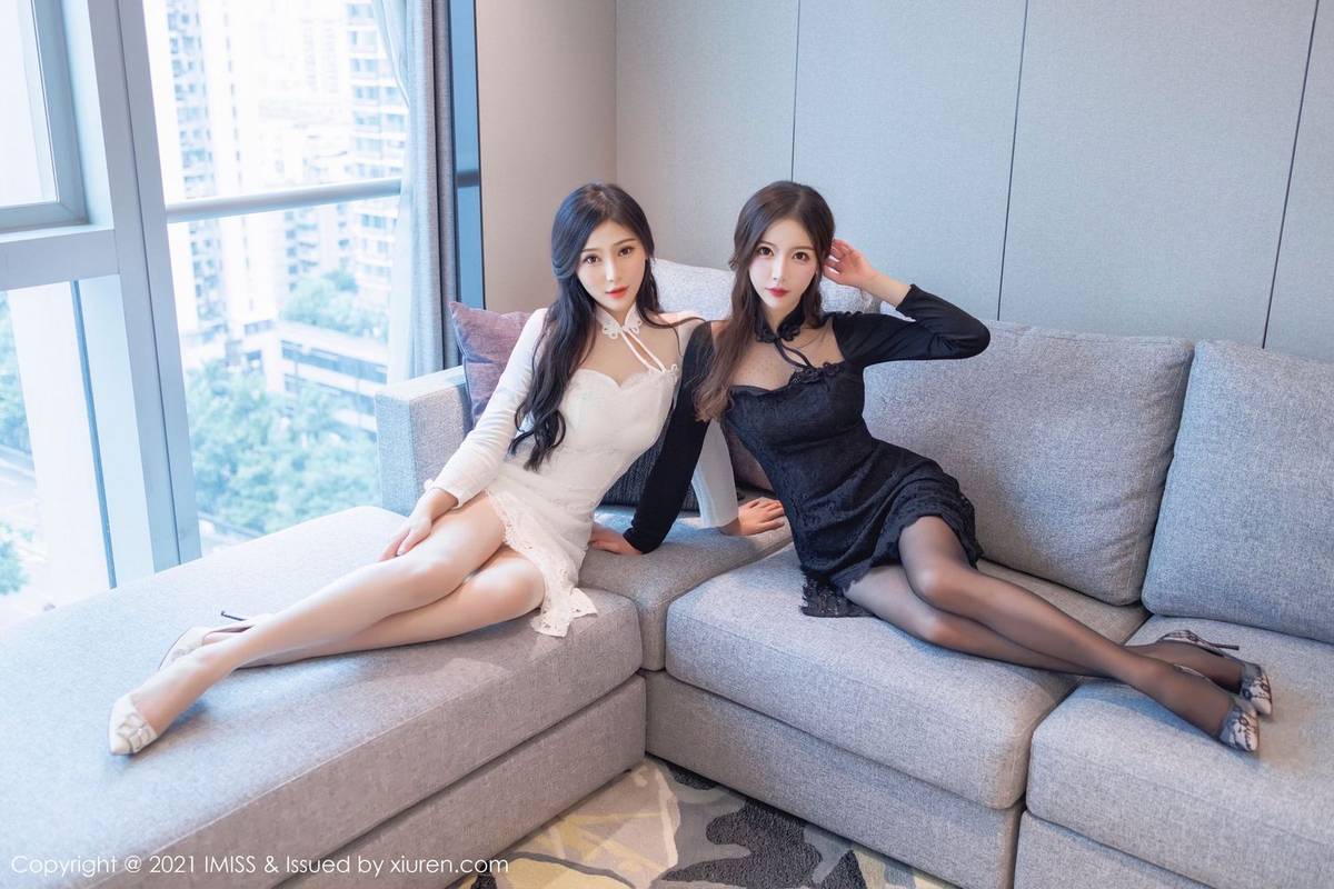 爱蜜社姐妹花Lavinia肉肉&LindaLinda黑白服饰与丝袜系列套图-5