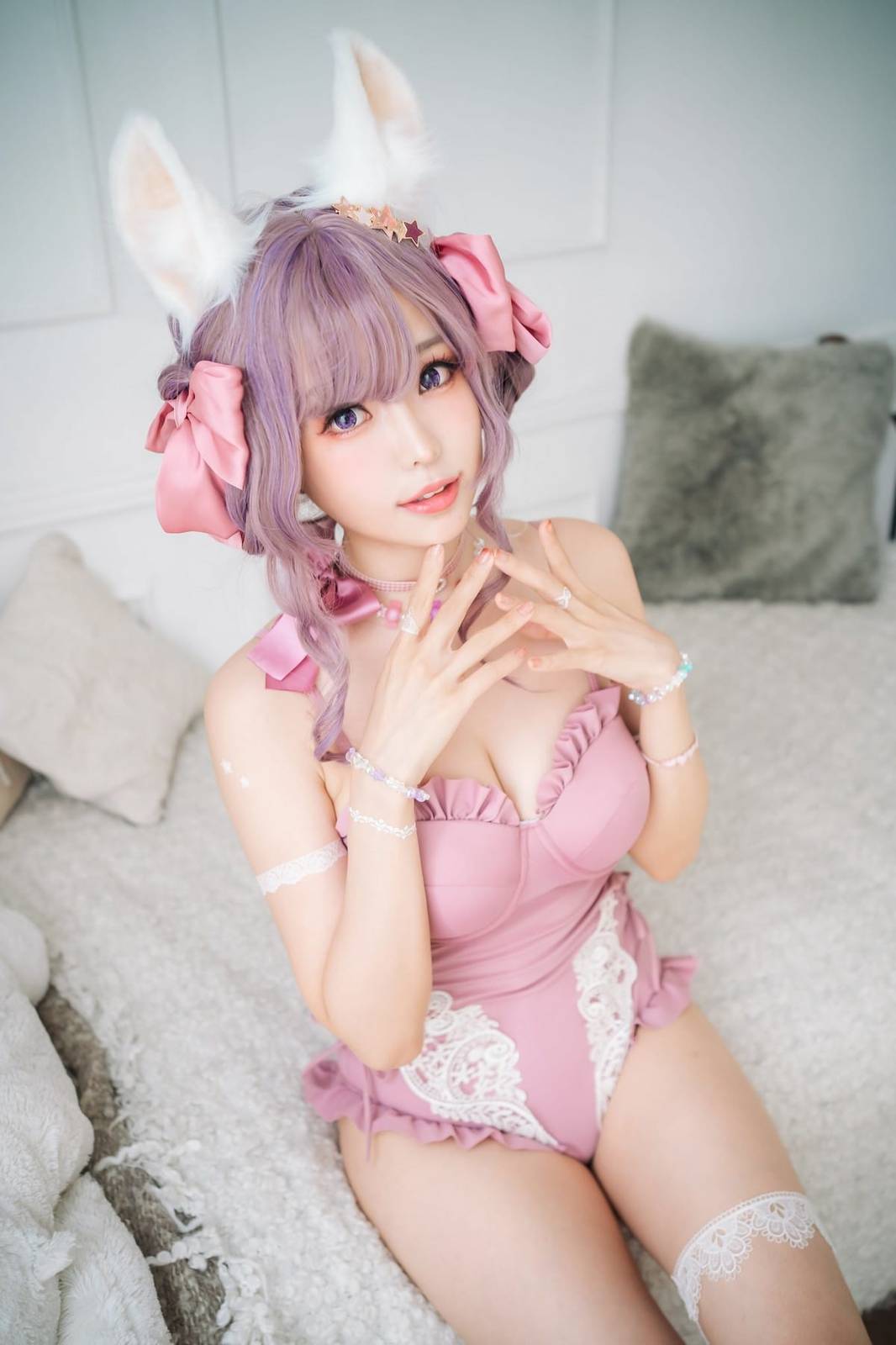 动漫博主Ely_eee粉红连体衣兔女郎装扮Swimsuit主题写真-15