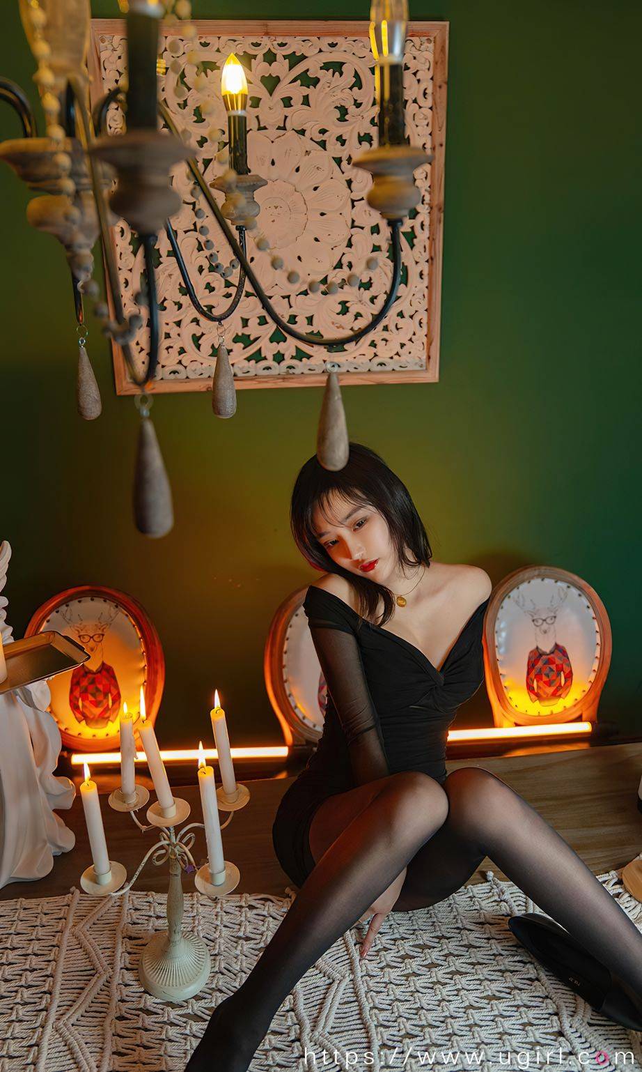 尤果圈宅男女神西门小玉黑丝美腿搭配黑色包臀裙系列写真-12