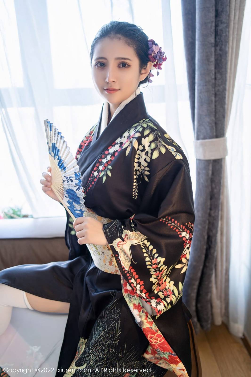 秀人网美女模特久久Aimee日系居家和服未亡人系列俏皮写真-6