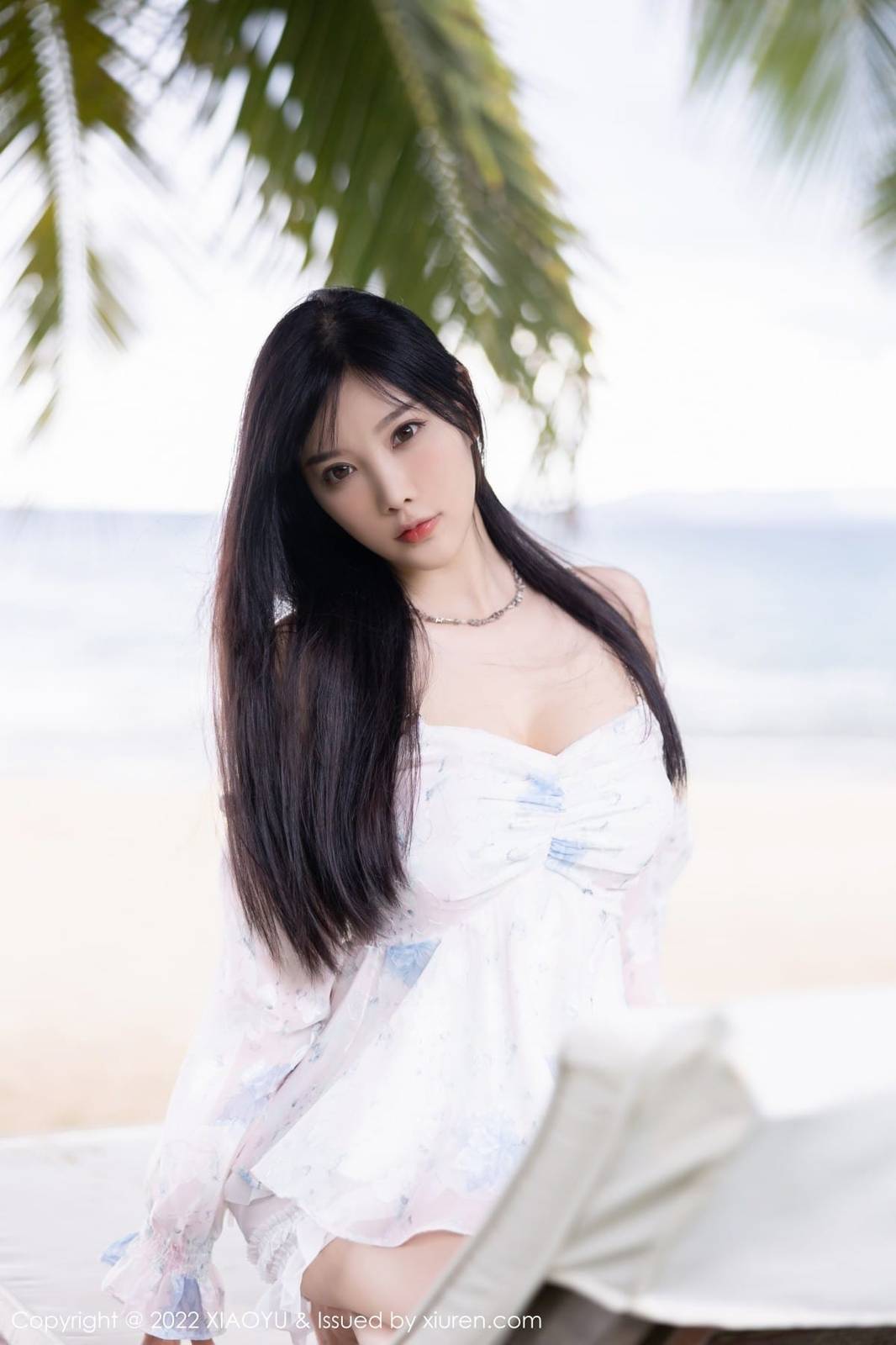 语画界性感女神杨晨晨Yome露肩连衣短裙原色丝袜心愿旅拍-21