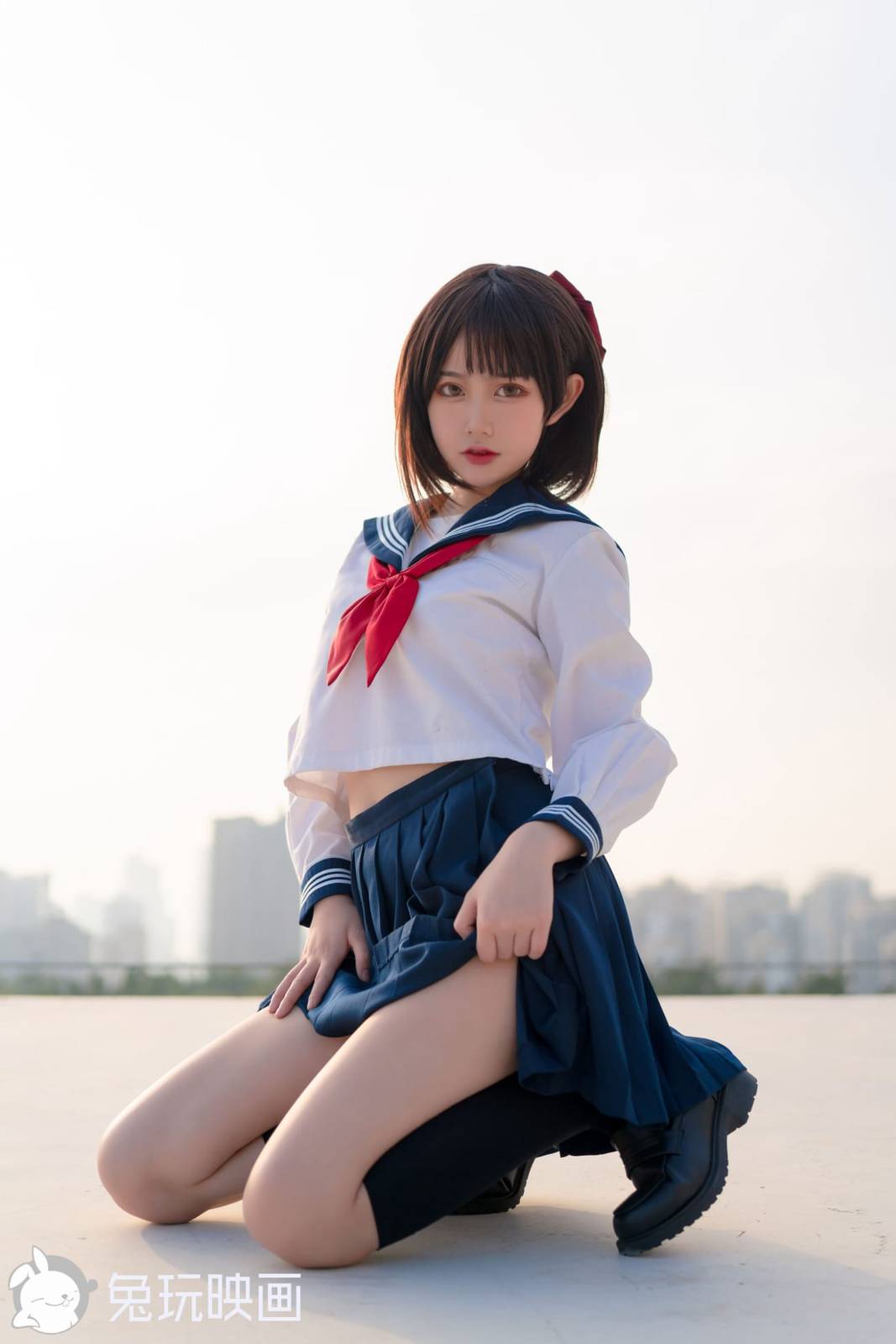 兔玩映画短发少女JK制服搭配长筒袜阳光系列清纯写真