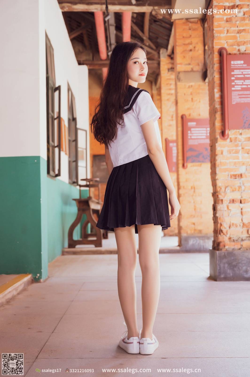 SSA丝社模特漫漫白色JK制服搭配原色丝袜超清写真-15