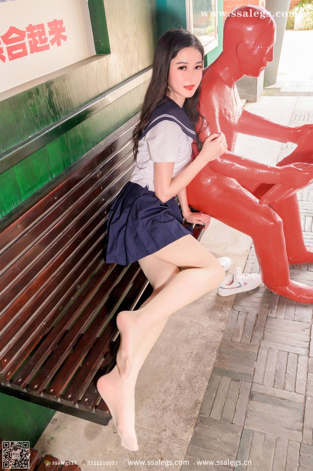 SSA丝社模特漫漫白色JK制服搭配原色丝袜超清写真-52