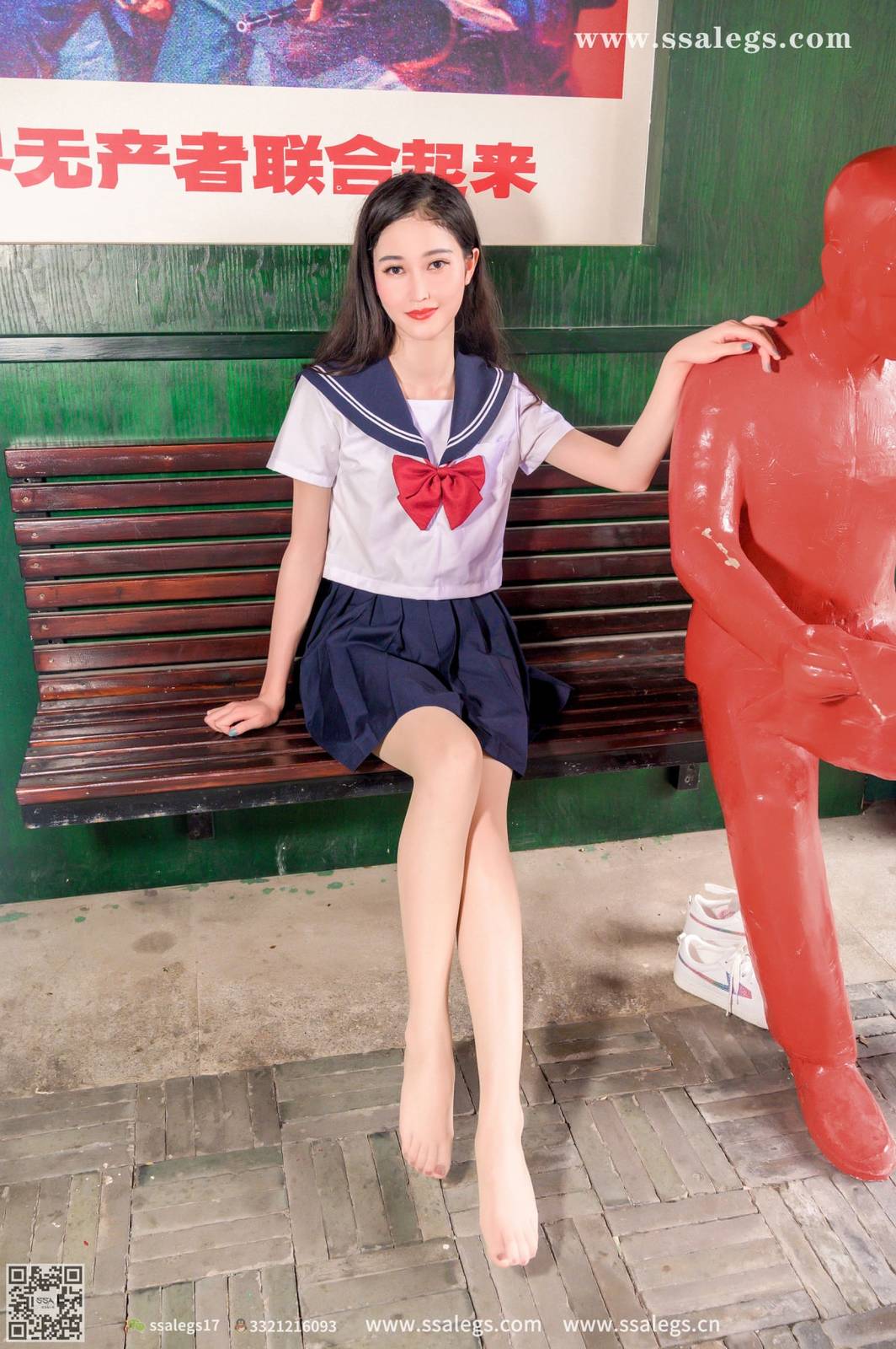 SSA丝社模特漫漫白色JK制服搭配原色丝袜超清写真-54