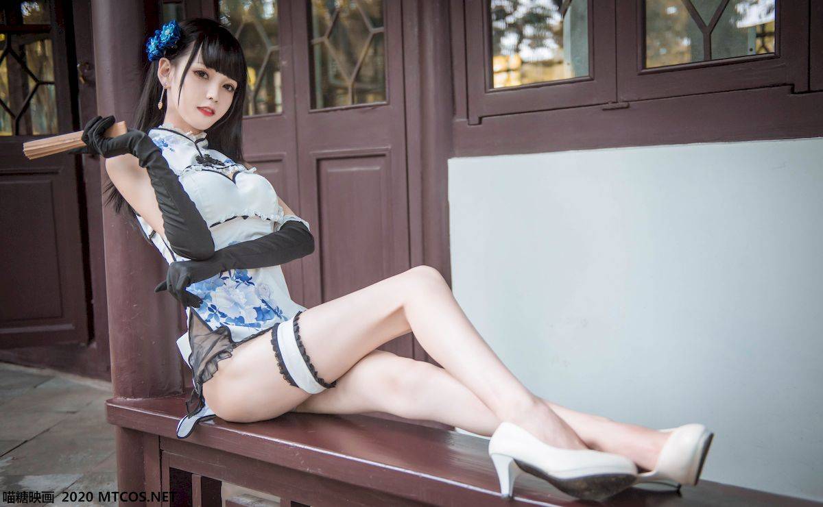 喵糖映画清纯萝莉你的负卿瓶儿旗袍青花瓷风格写真-11