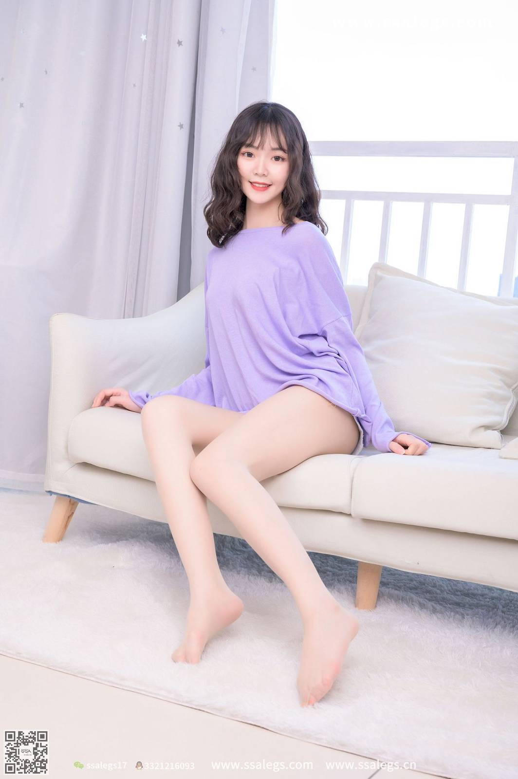 SSA丝社美女模特阳阳少女的大波浪丝袜居家主题性感写真-53