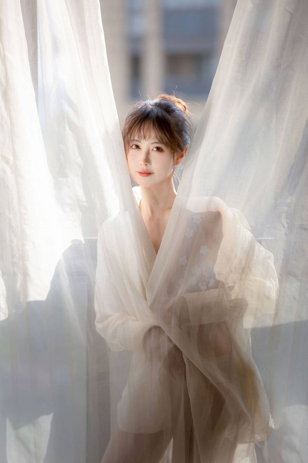 网络美女念雪ww居家蓝色沐浴阳光系列性感写真-5