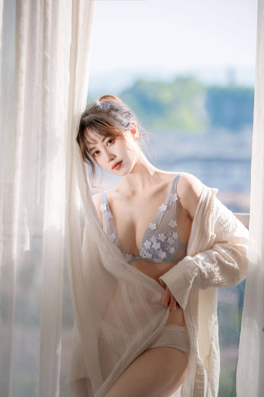网络美女念雪ww居家蓝色沐浴阳光系列性感写真-13