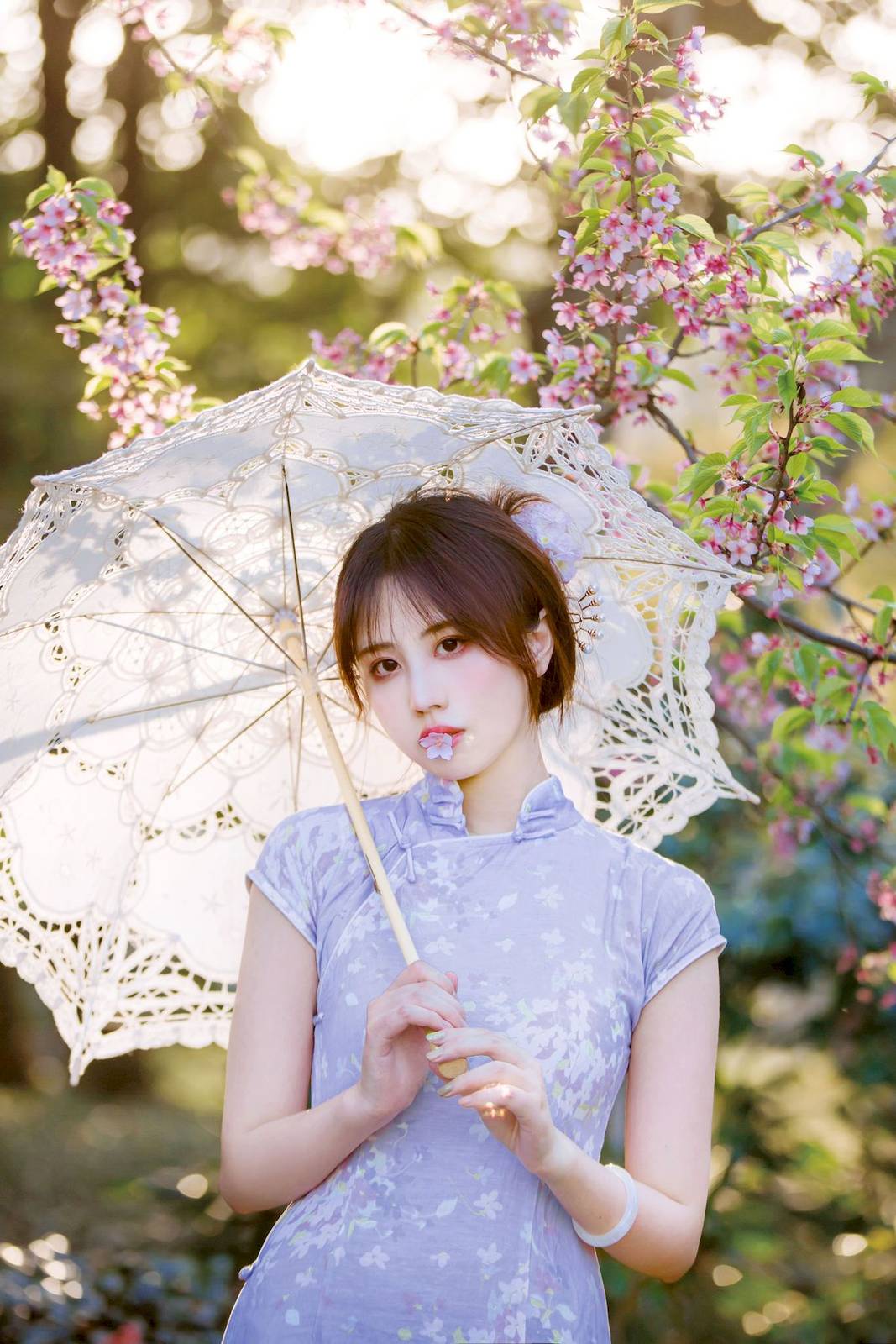 次元少女念雪ww素色旗袍宛如花仙子阳光系列写真-3