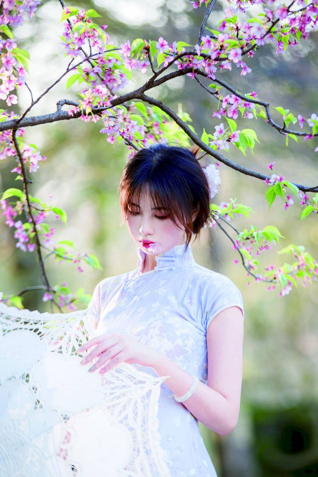 次元少女念雪ww素色旗袍宛如花仙子阳光系列写真-2