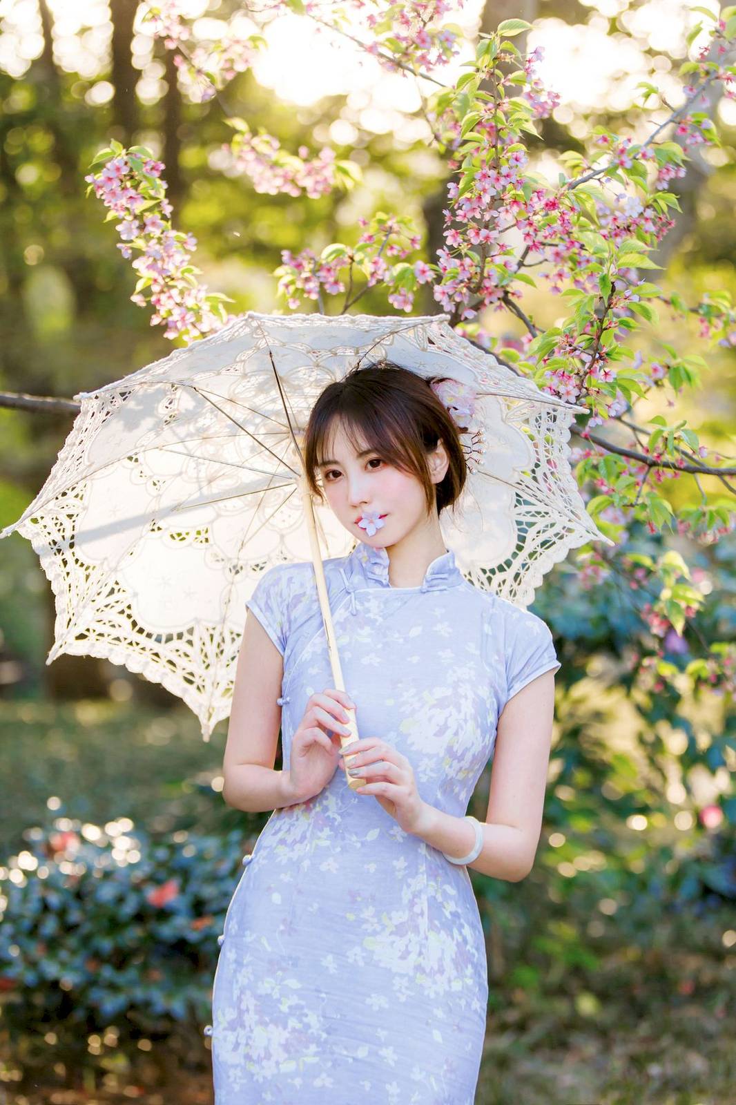 次元少女念雪ww素色旗袍宛如花仙子阳光系列写真-4