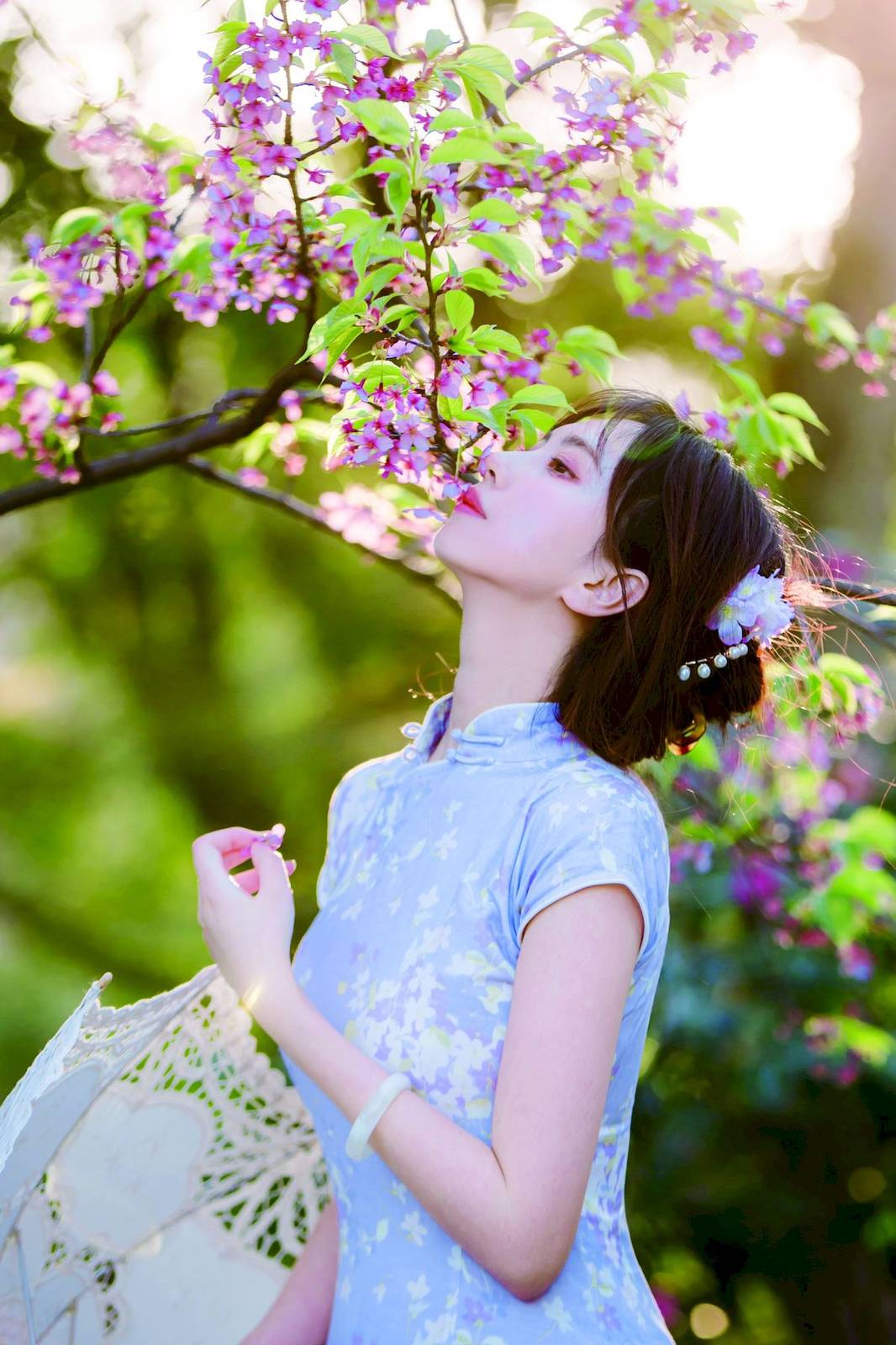 次元少女念雪ww素色旗袍宛如花仙子阳光系列写真-8