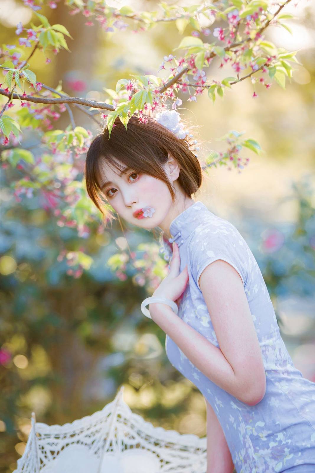 次元少女念雪ww素色旗袍宛如花仙子阳光系列写真-6