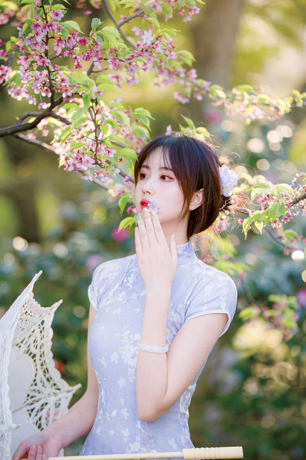 次元少女念雪ww素色旗袍宛如花仙子阳光系列写真-10