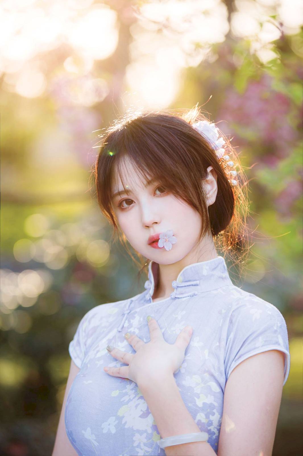 次元少女念雪ww素色旗袍宛如花仙子阳光系列写真-15