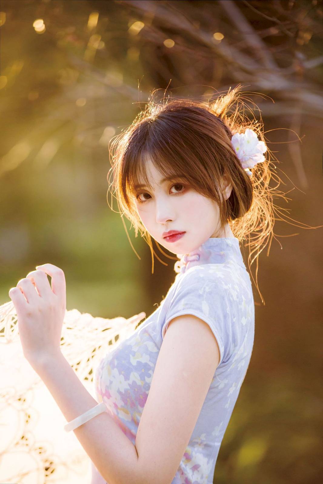 次元少女念雪ww素色旗袍宛如花仙子阳光系列写真-22