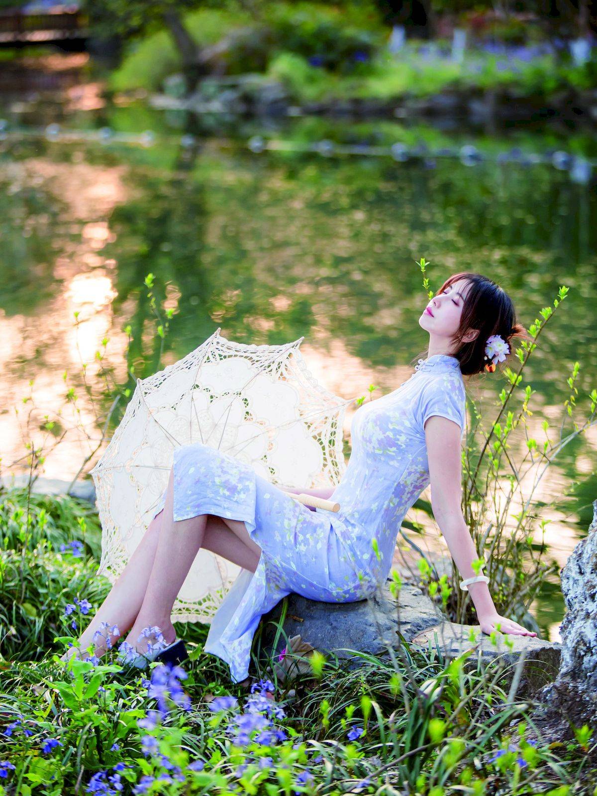 次元少女念雪ww素色旗袍宛如花仙子阳光系列写真-24