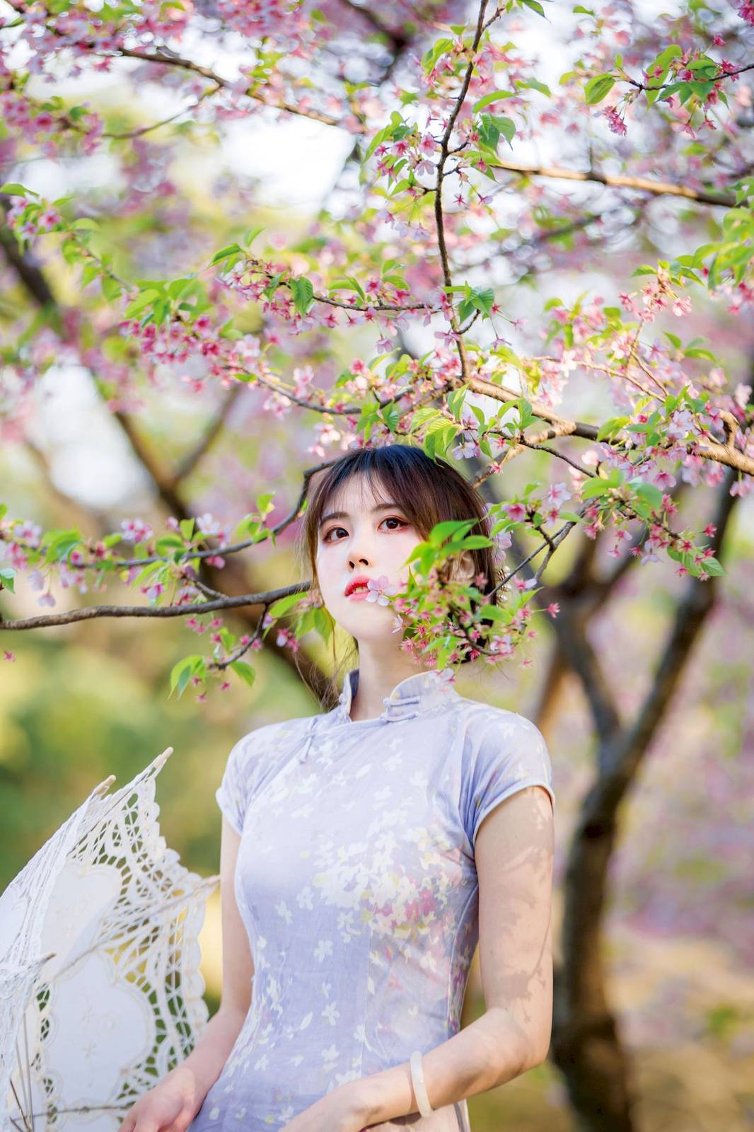 次元少女念雪ww素色旗袍宛如花仙子阳光系列写真-29