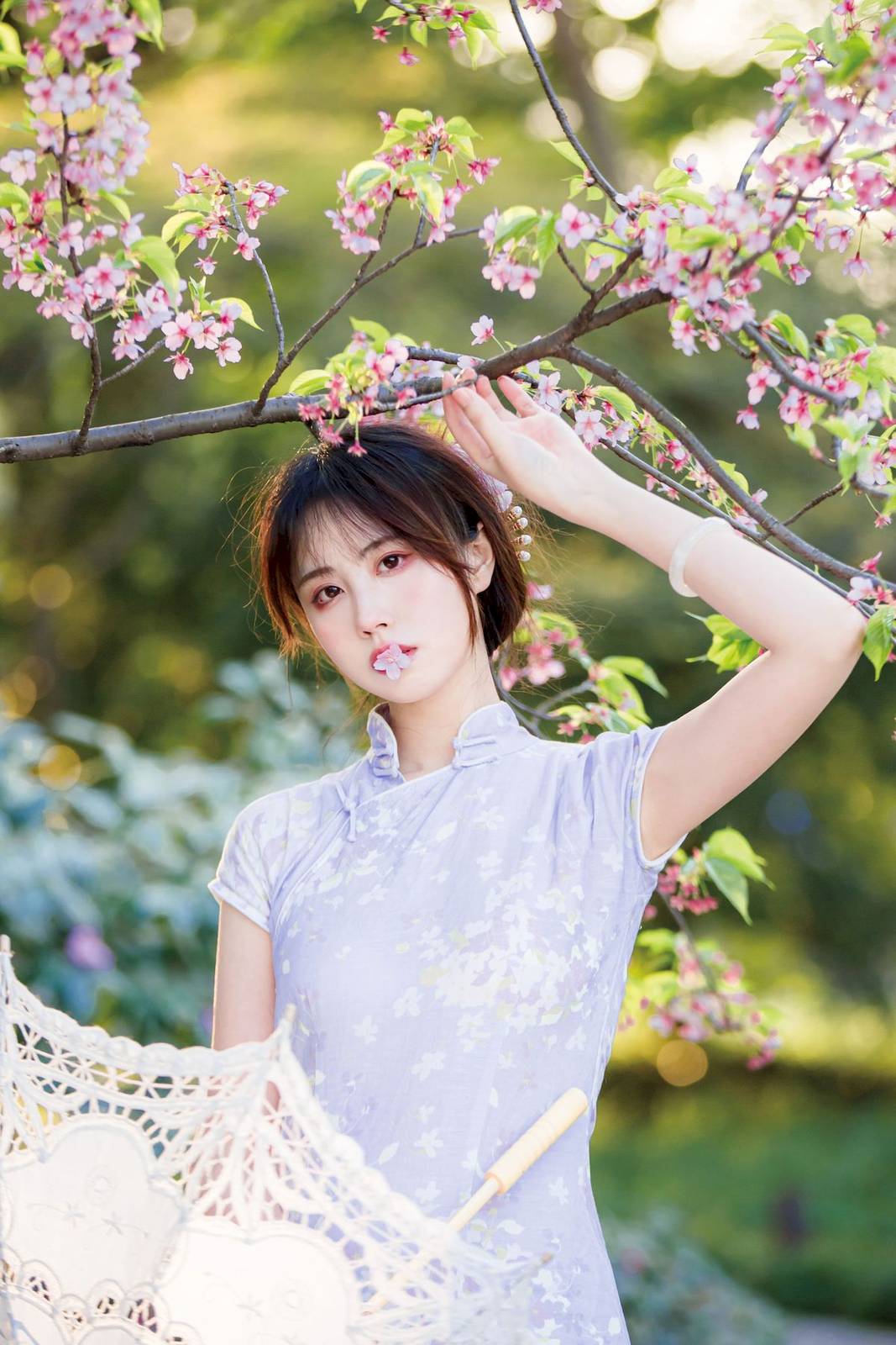 次元少女念雪ww素色旗袍宛如花仙子阳光系列写真-31