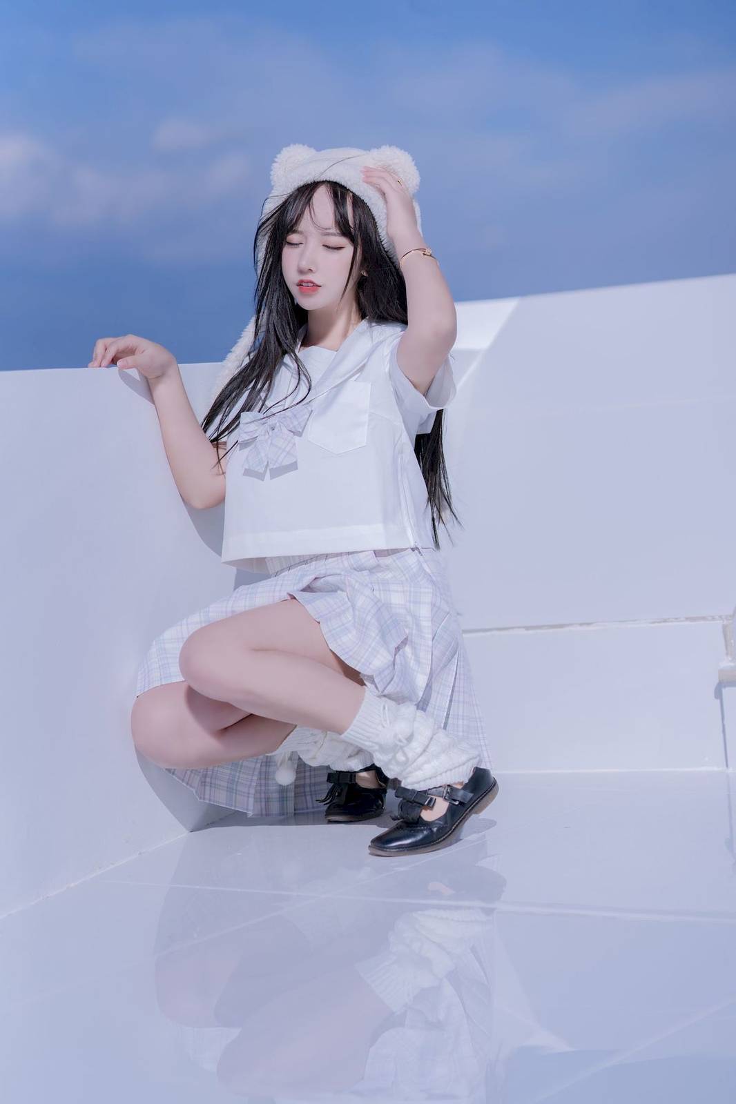 网络美女米线线sama清纯萌妹JK制服户外阳光性感写真-20