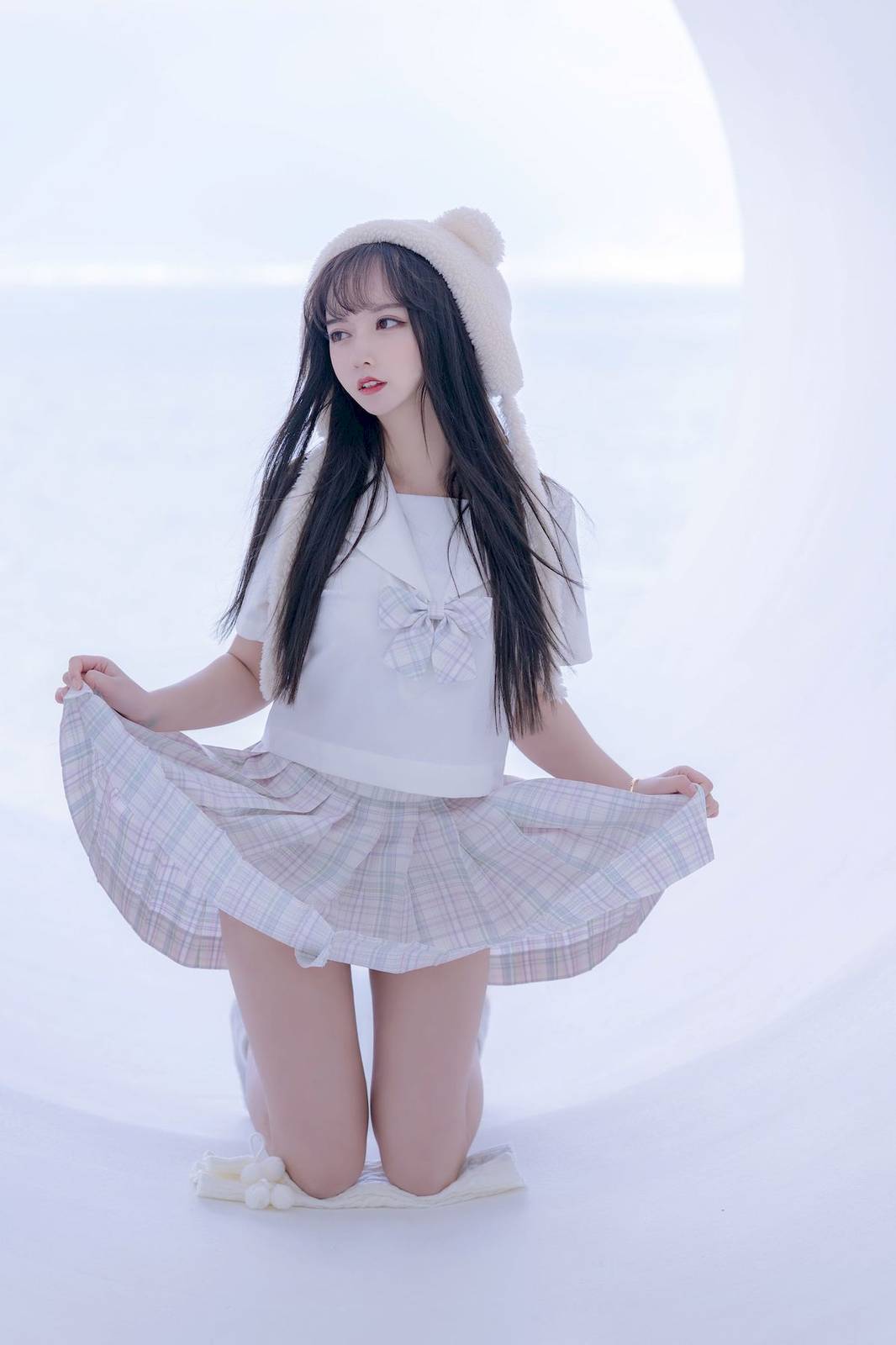 网络美女米线线sama清纯萌妹JK制服户外阳光性感写真-33