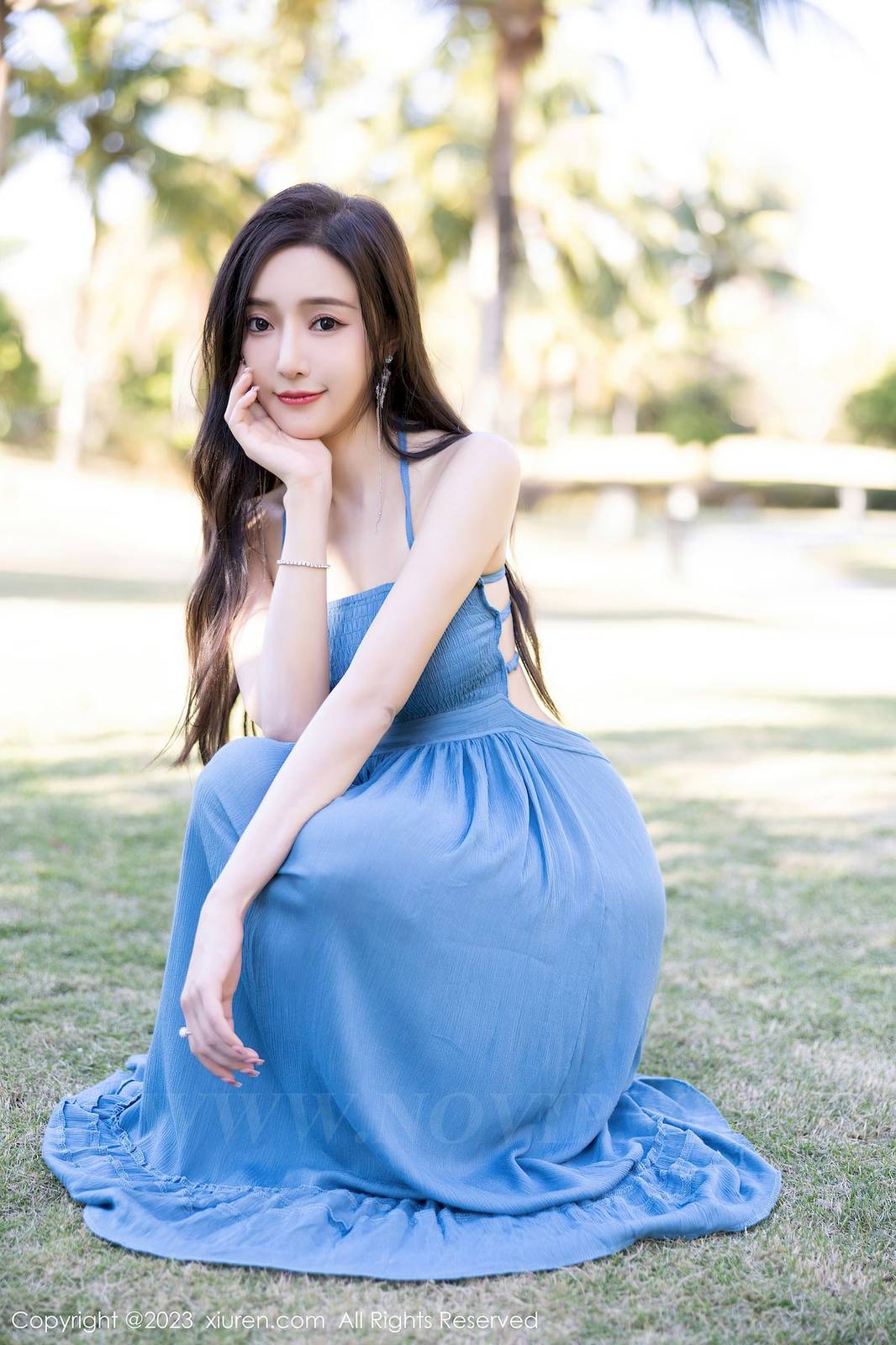 秀人网性感女神王馨瑶yanni黑色泳装连衣长裙海南岛旅拍-46