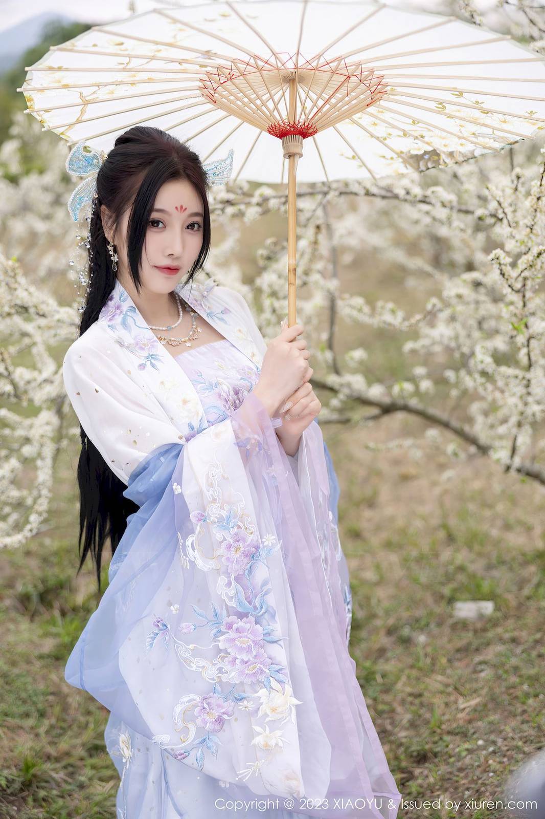 语画界性感女神杨晨晨Yome淡蓝紫色古装服饰白色丝袜写真-32