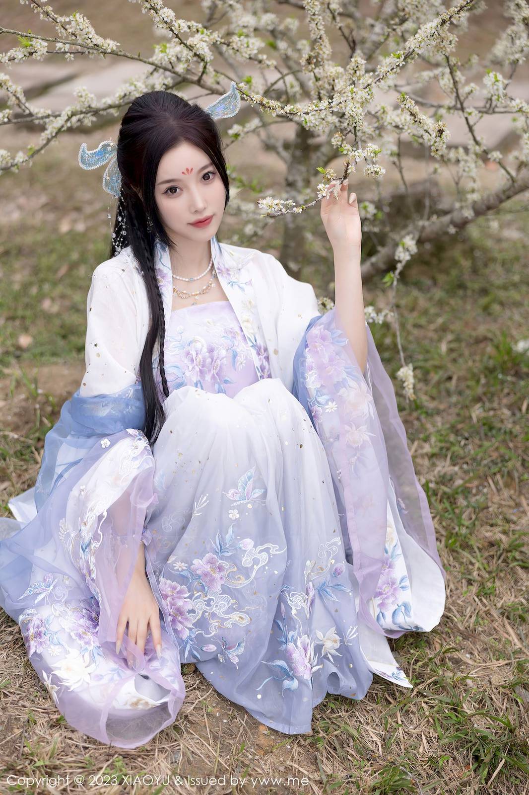 语画界性感女神杨晨晨Yome淡蓝紫色古装服饰白色丝袜写真-46