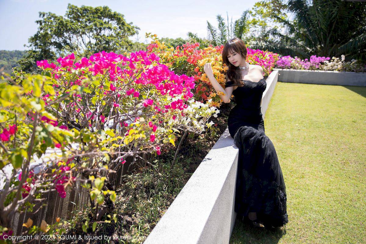 尤蜜荟美女模特icy猪黑色蕾丝服饰搭配魅惑黑丝泰国旅拍-13