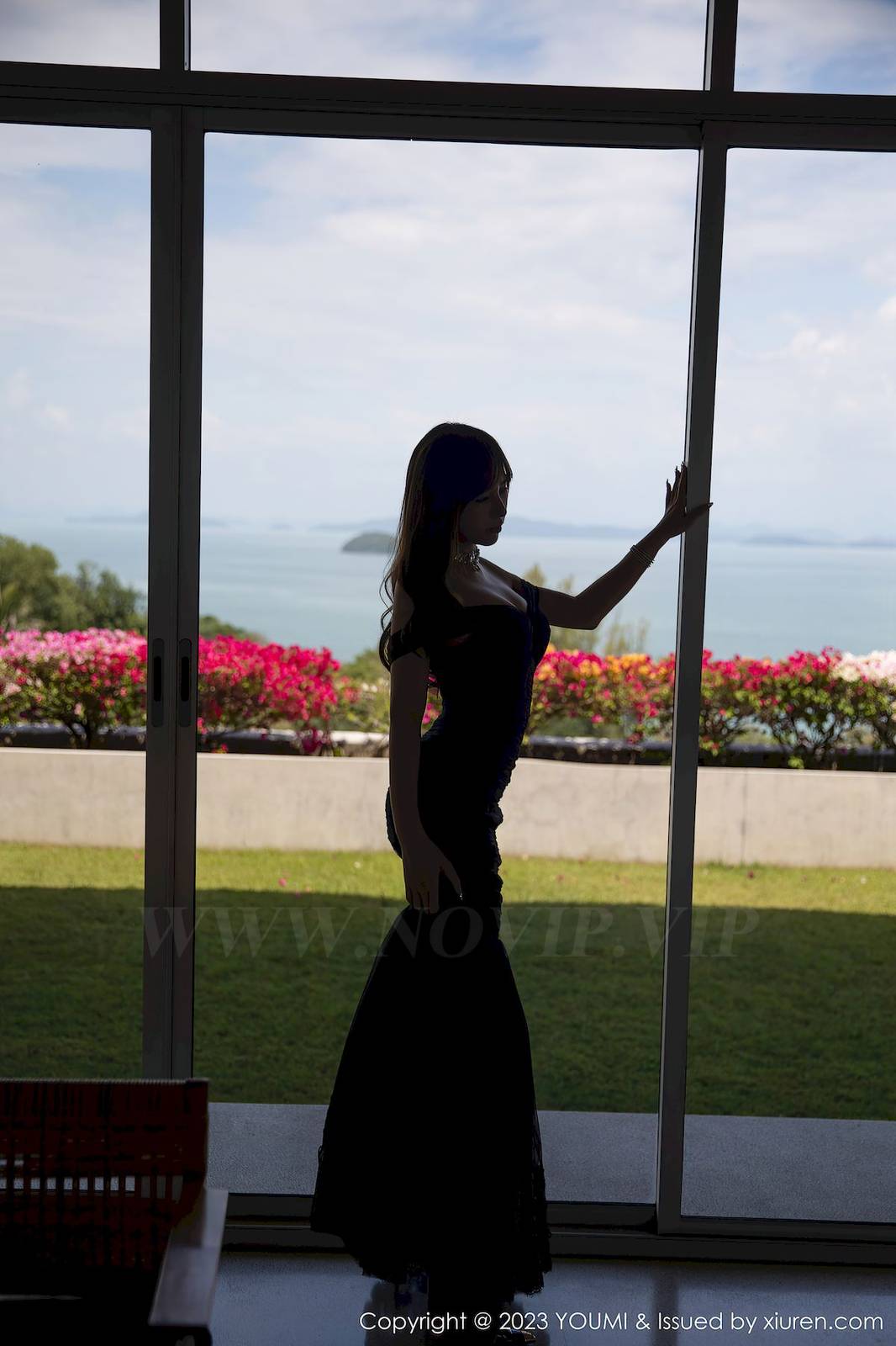 尤蜜荟美女模特icy猪黑色蕾丝服饰搭配魅惑黑丝泰国旅拍-18