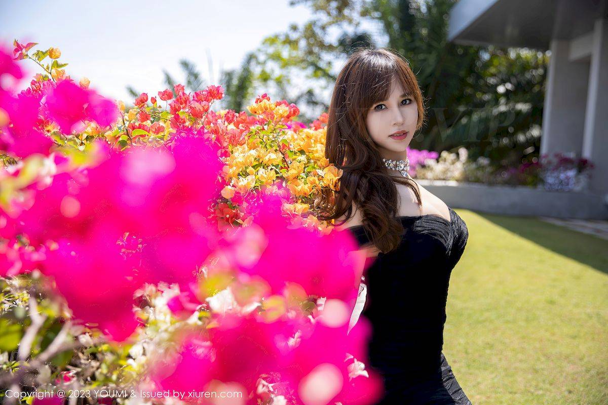 尤蜜荟美女模特icy猪黑色蕾丝服饰搭配魅惑黑丝泰国旅拍-14