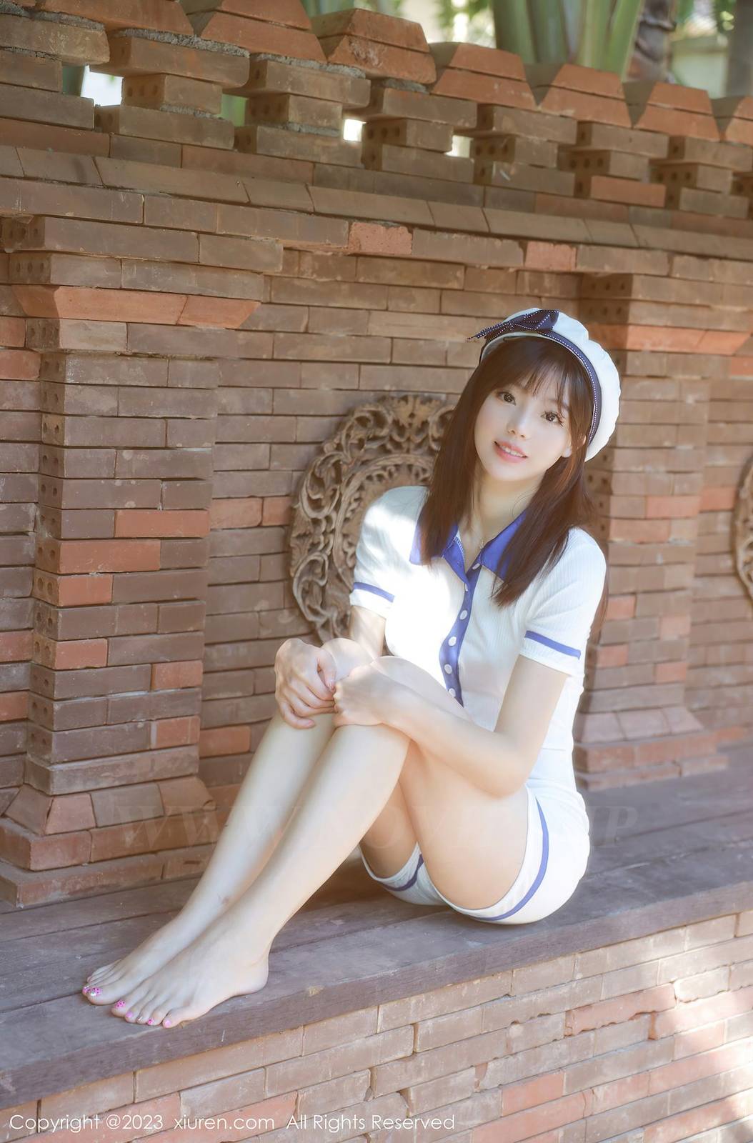 秀人网美女模特佘贝拉bella白色海军服完美身材南京旅拍-6