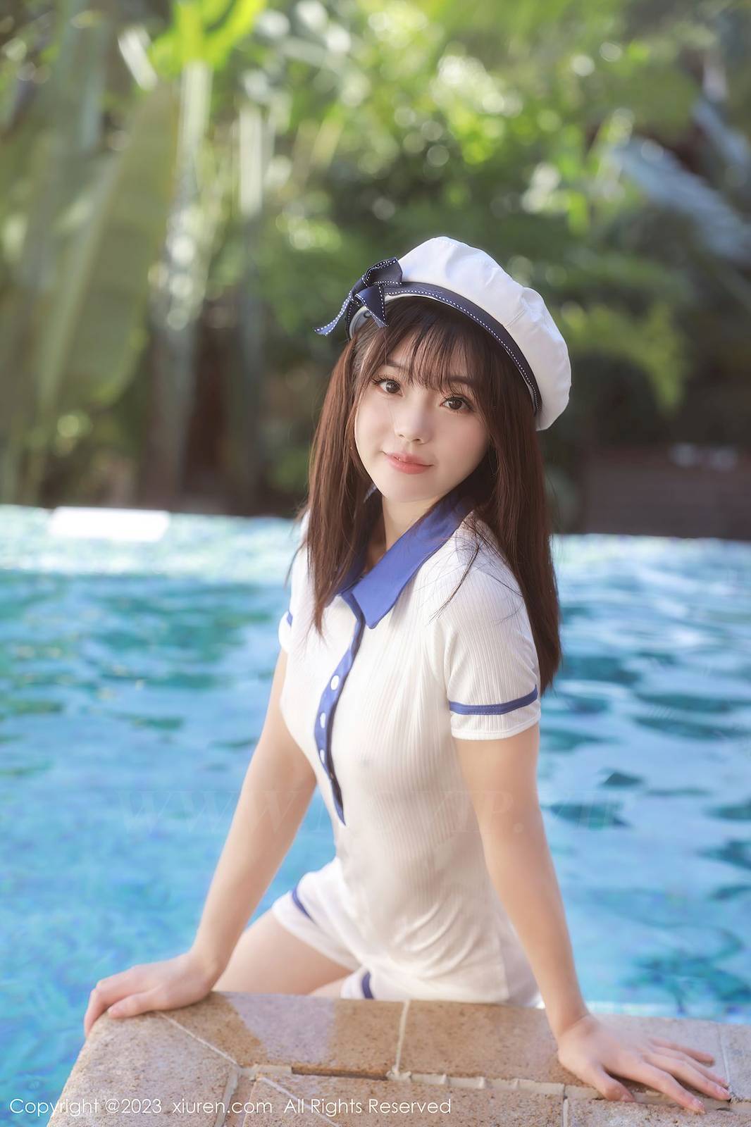 秀人网美女模特佘贝拉bella白色海军服完美身材南京旅拍-31