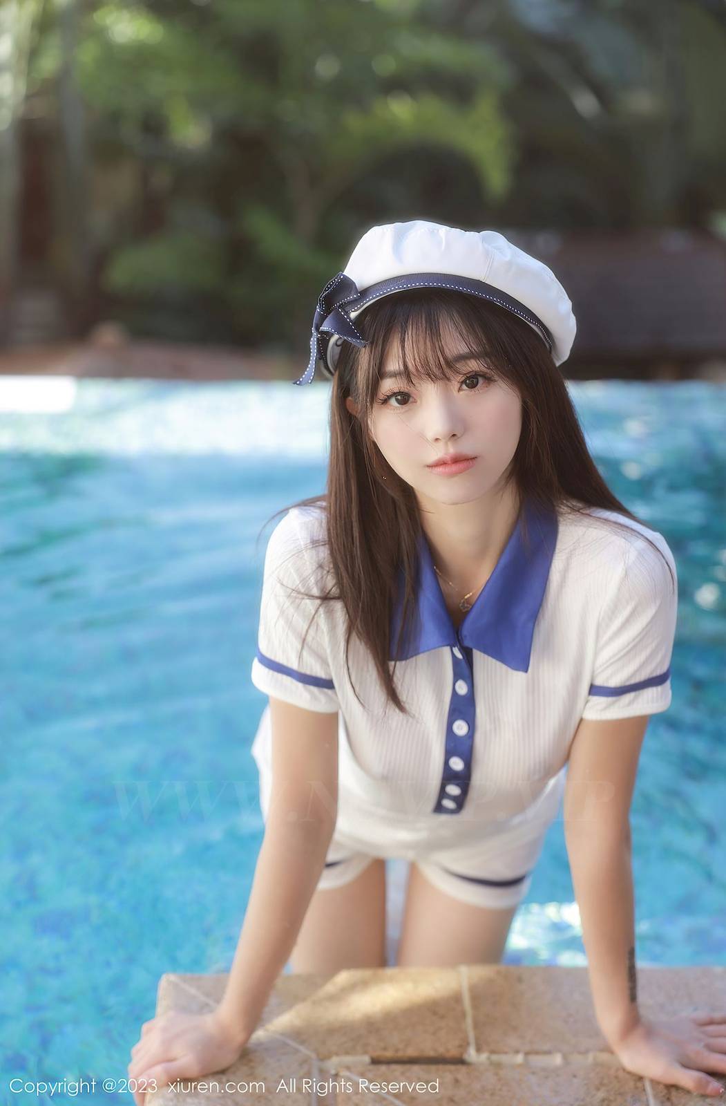 秀人网美女模特佘贝拉bella白色海军服完美身材南京旅拍-34