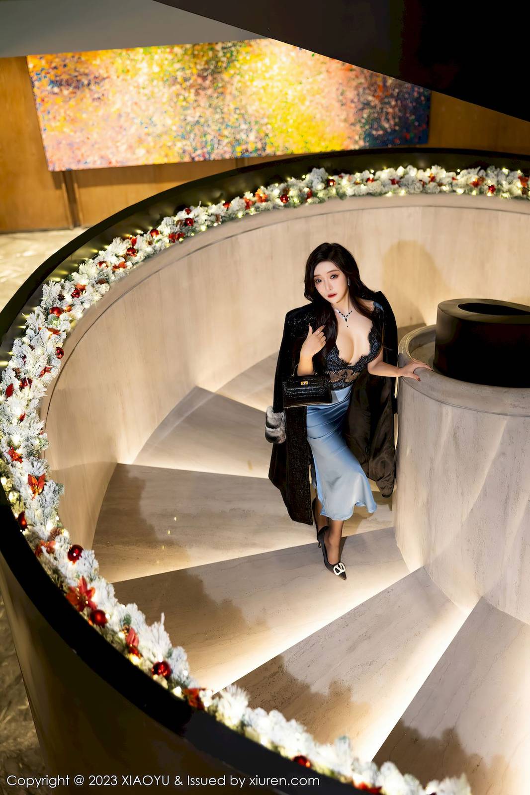 语画界女神王馨瑶yanni连衣礼裙搭配魅惑黑丝海南旅拍-45