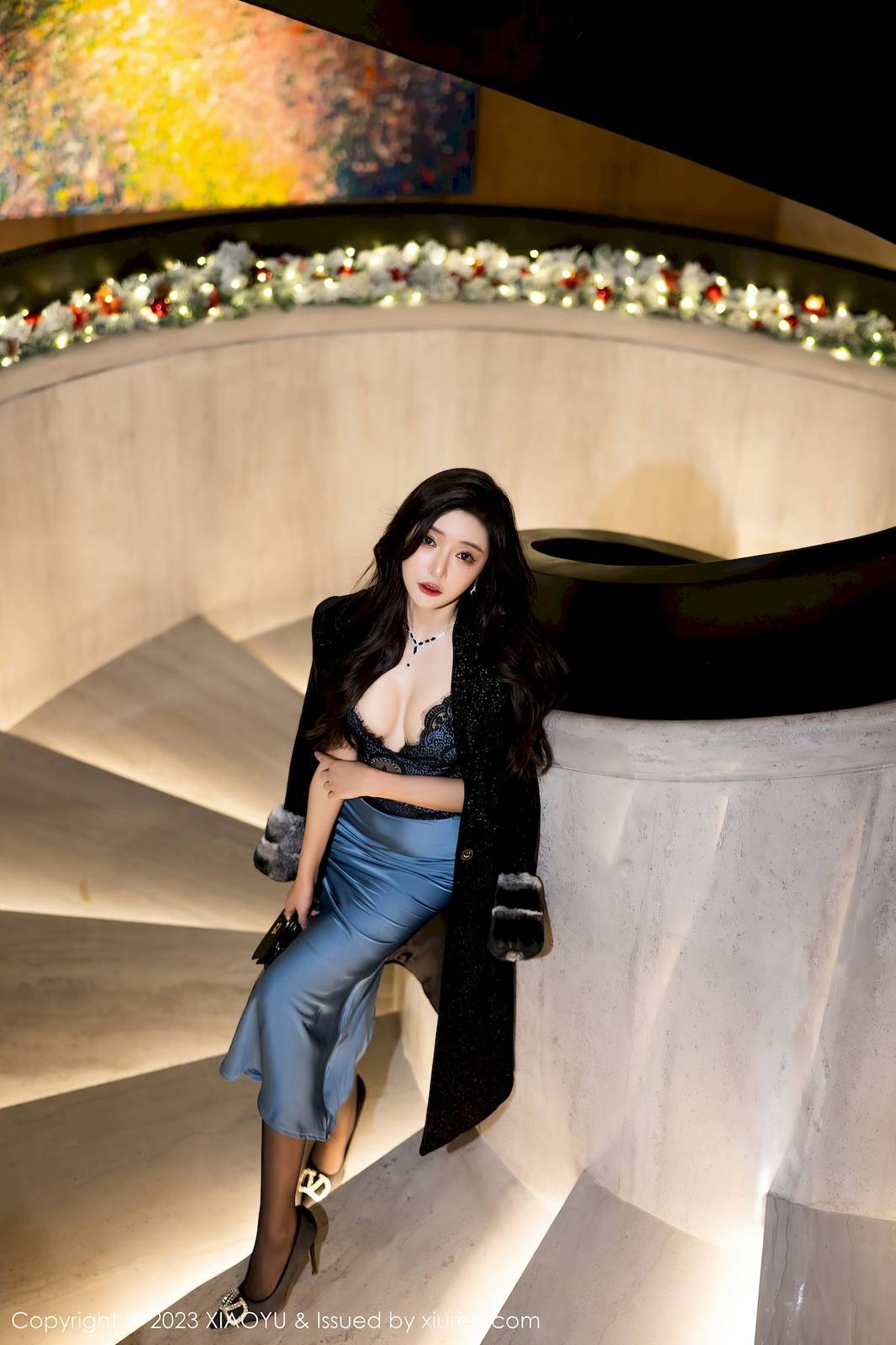 语画界女神王馨瑶yanni连衣礼裙搭配魅惑黑丝海南旅拍-47