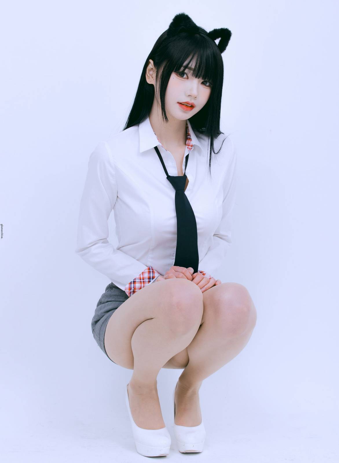 GlamARchive模特Yume肉色丝袜猫女郎装扮性感写真-9