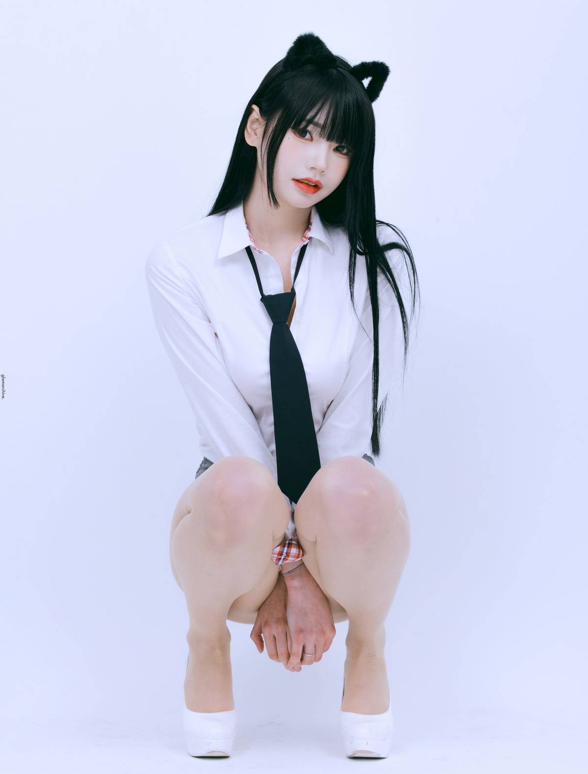 GlamARchive模特Yume肉色丝袜猫女郎装扮性感写真-24