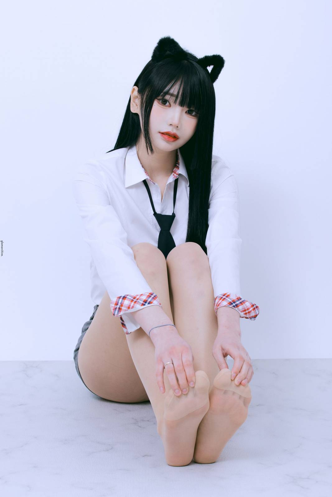 GlamARchive模特Yume肉色丝袜猫女郎装扮性感写真-29